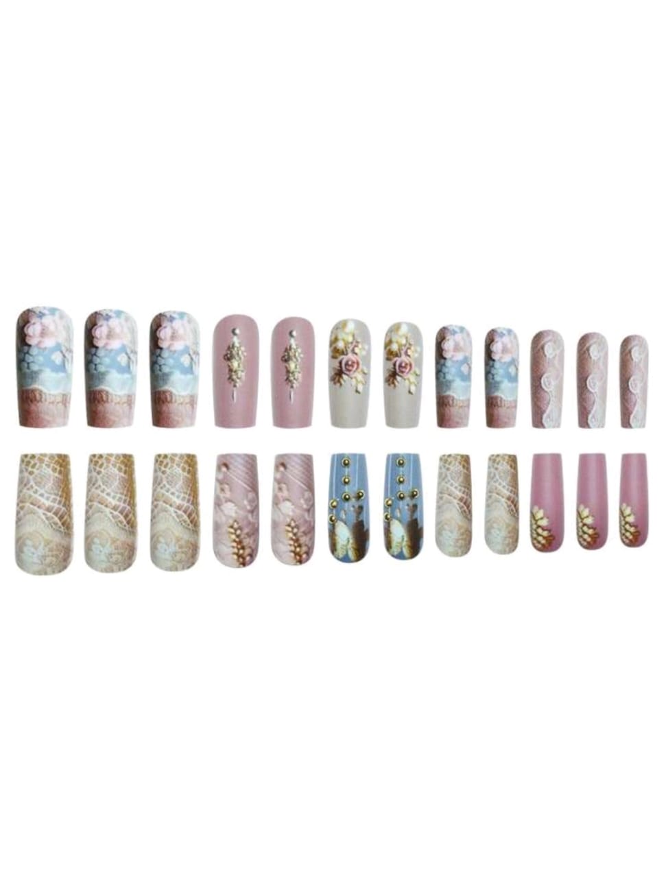 Vintage style printed press on nails