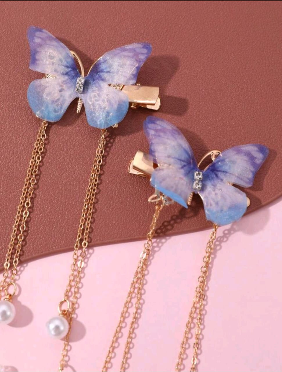 Butterfly hair clips with pearls