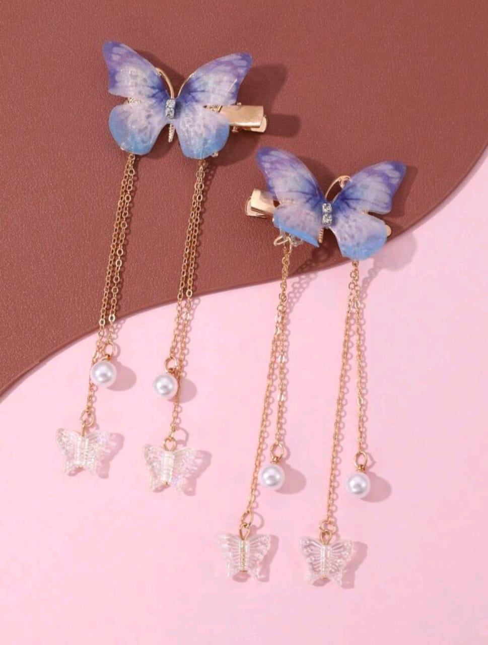 Butterfly hair clips with pearls