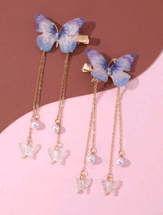 Butterfly hair clips with pearls