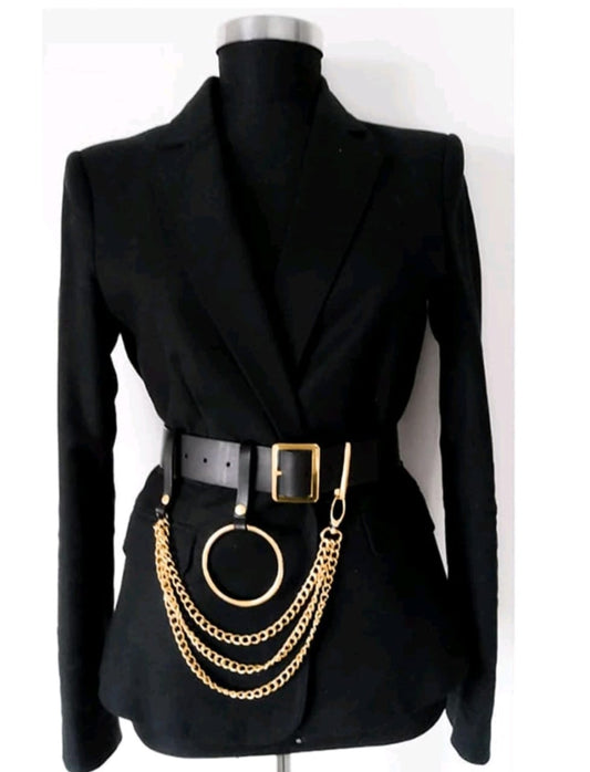 Layered golden chain black belt