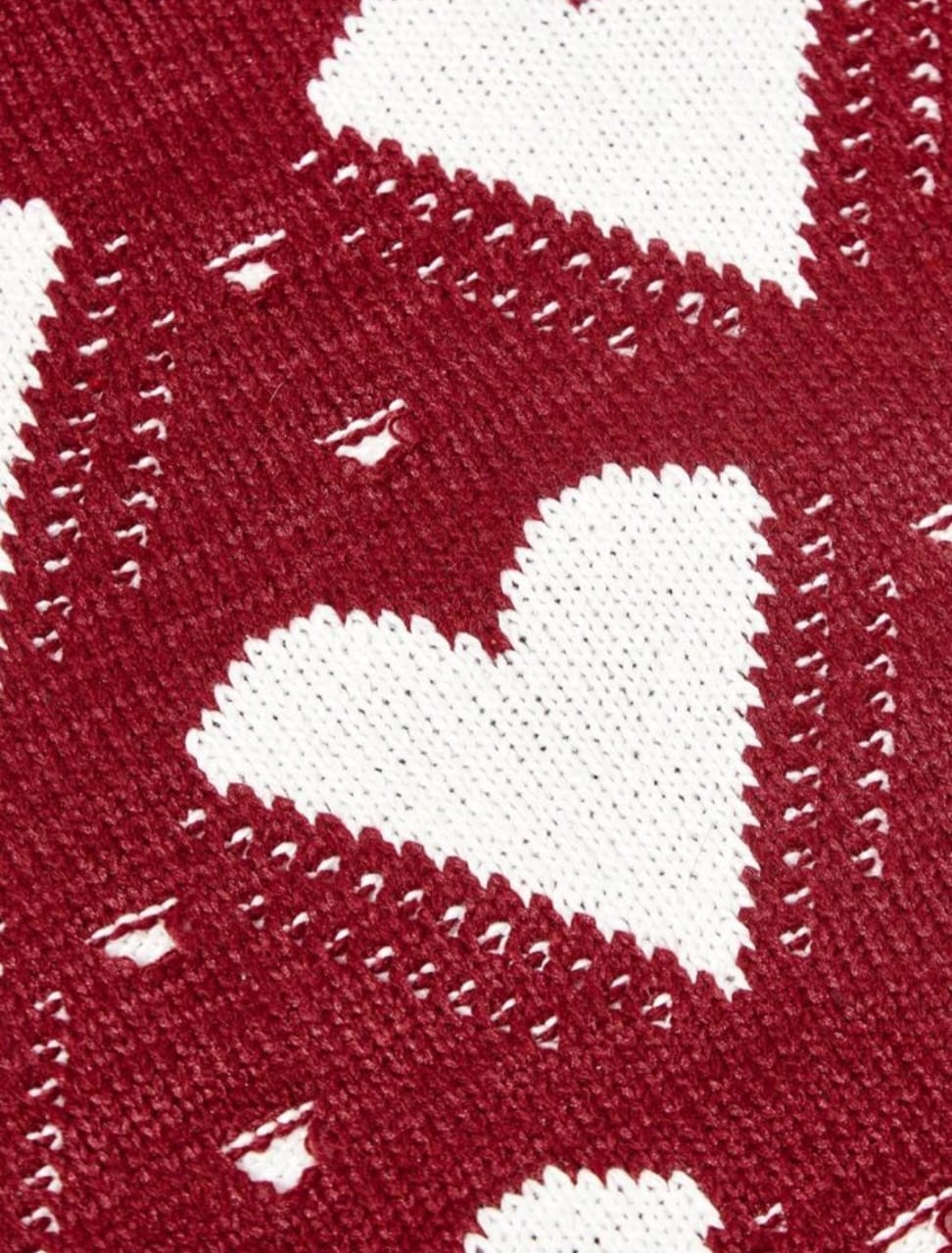 Knitted heart tote bag
