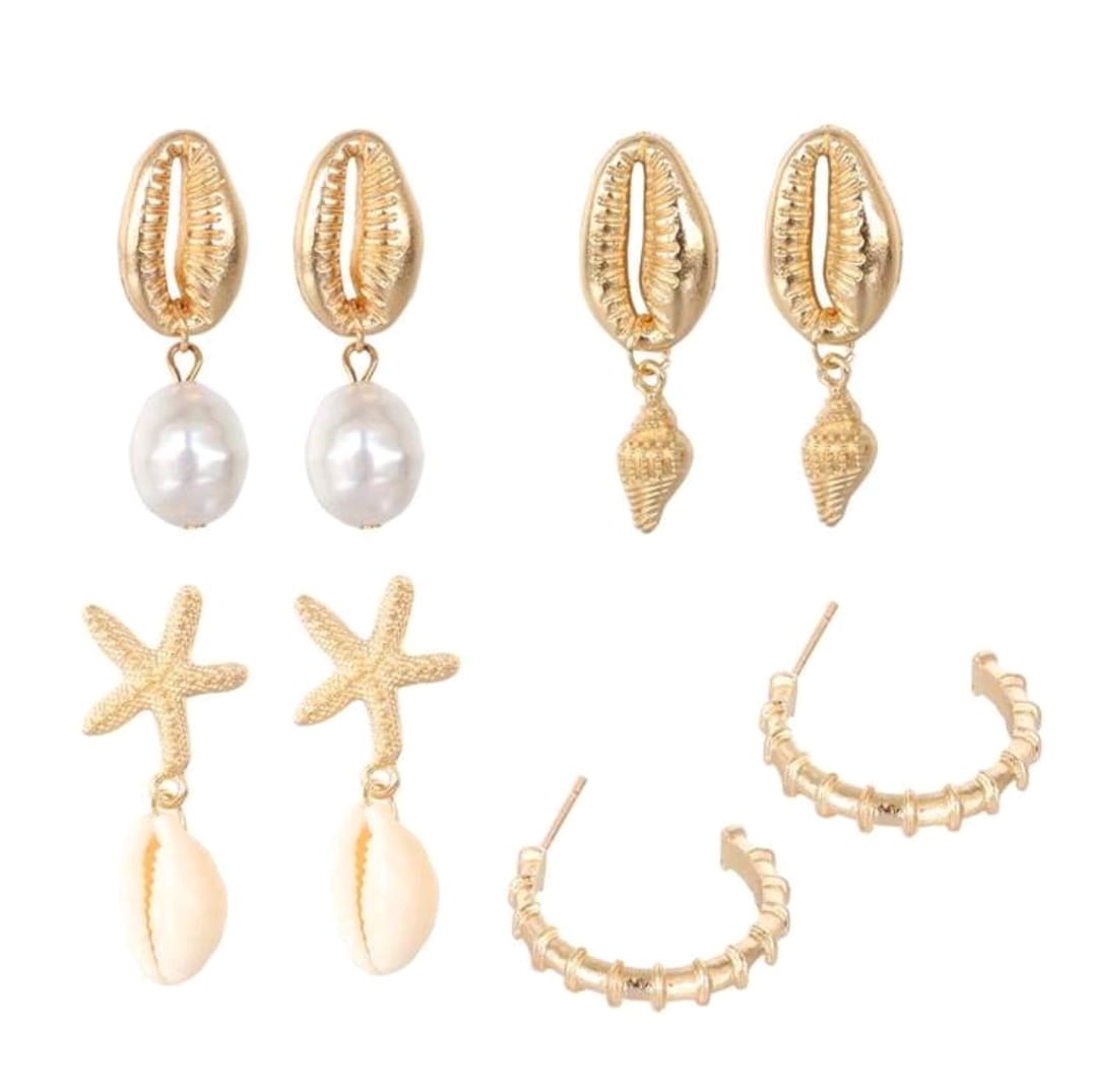 Beachy 4 pair earrings set