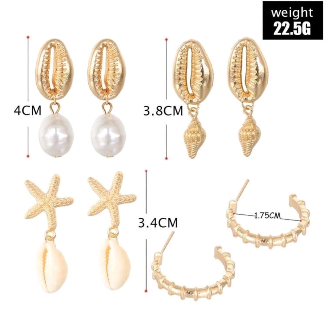 Beachy 4 pair earrings set