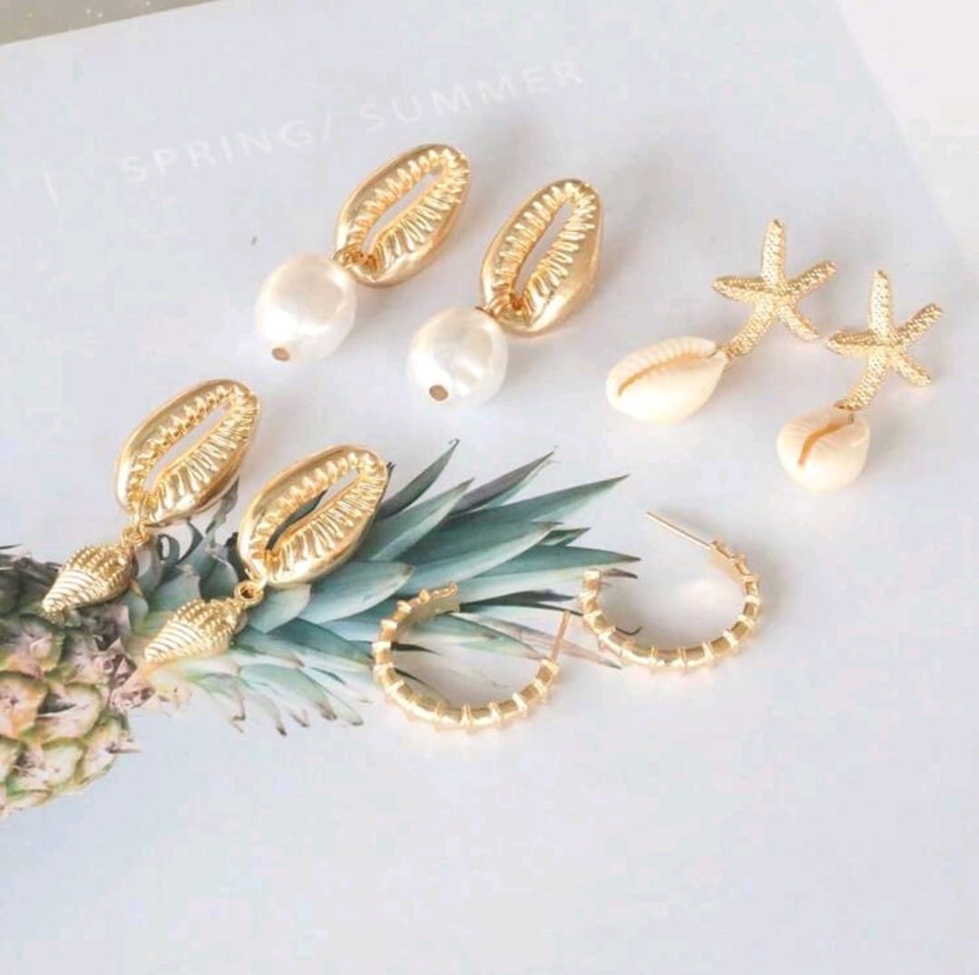 Beachy 4 pair earrings set