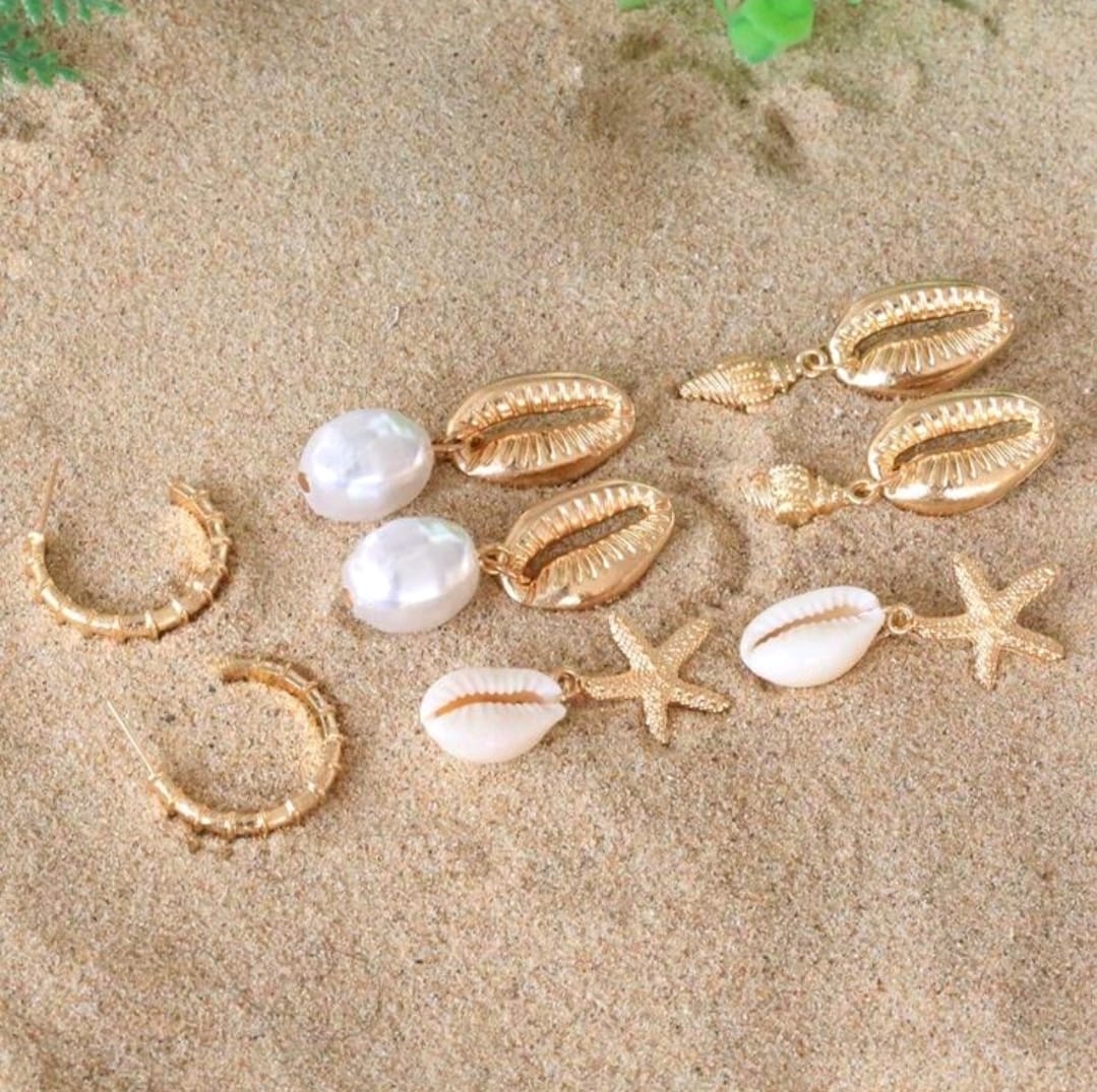Beachy 4 pair earrings set