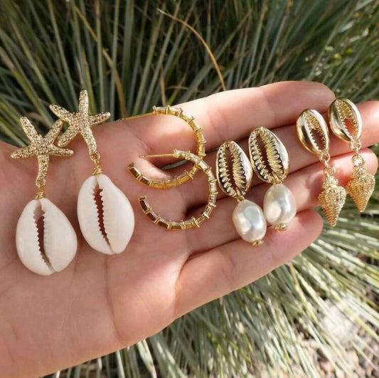 Beachy 4 pair earrings set