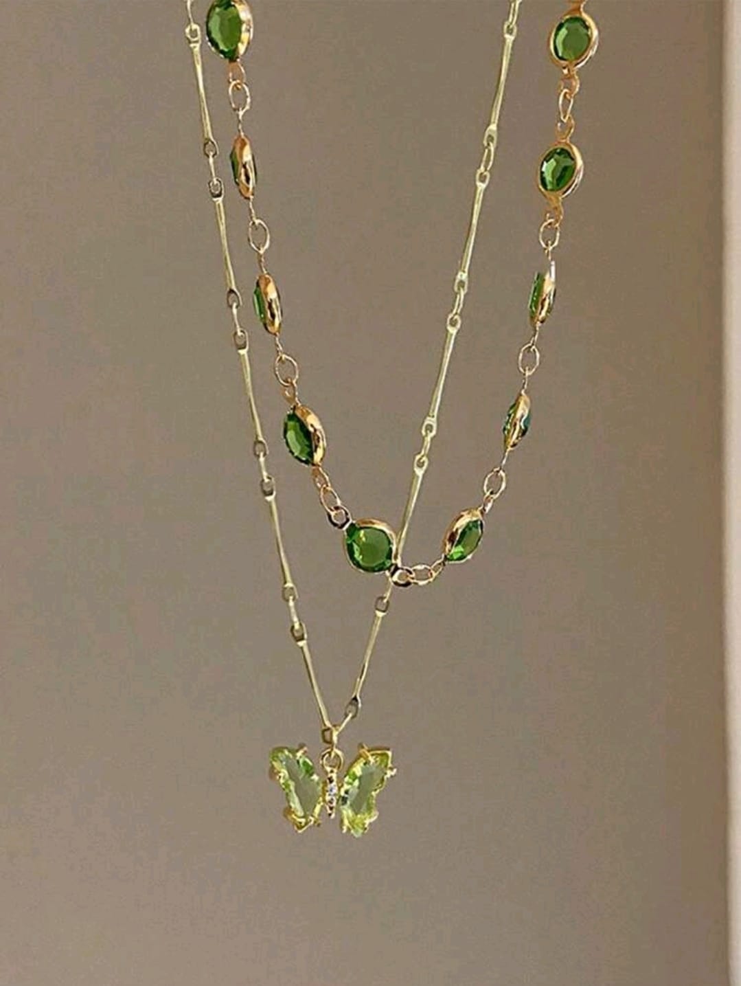 Green butterfly necklace