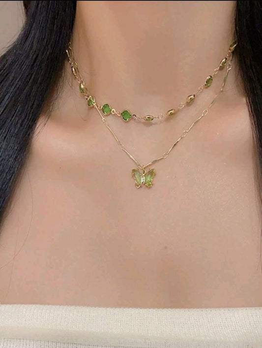 Green butterfly necklace
