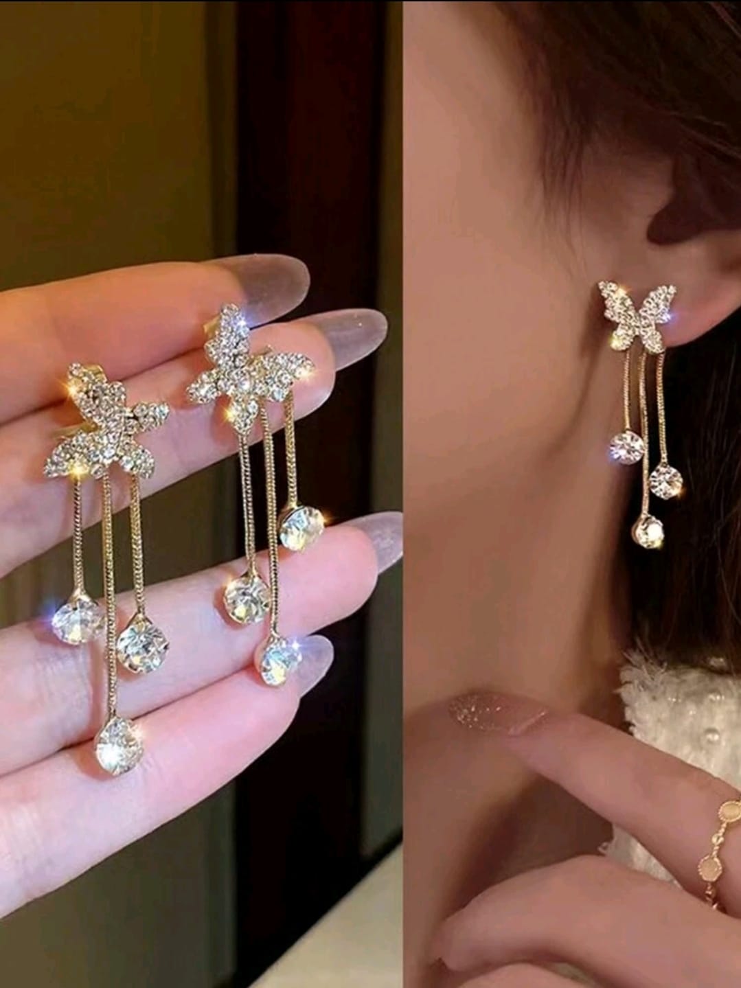 Butterfly stone earrings