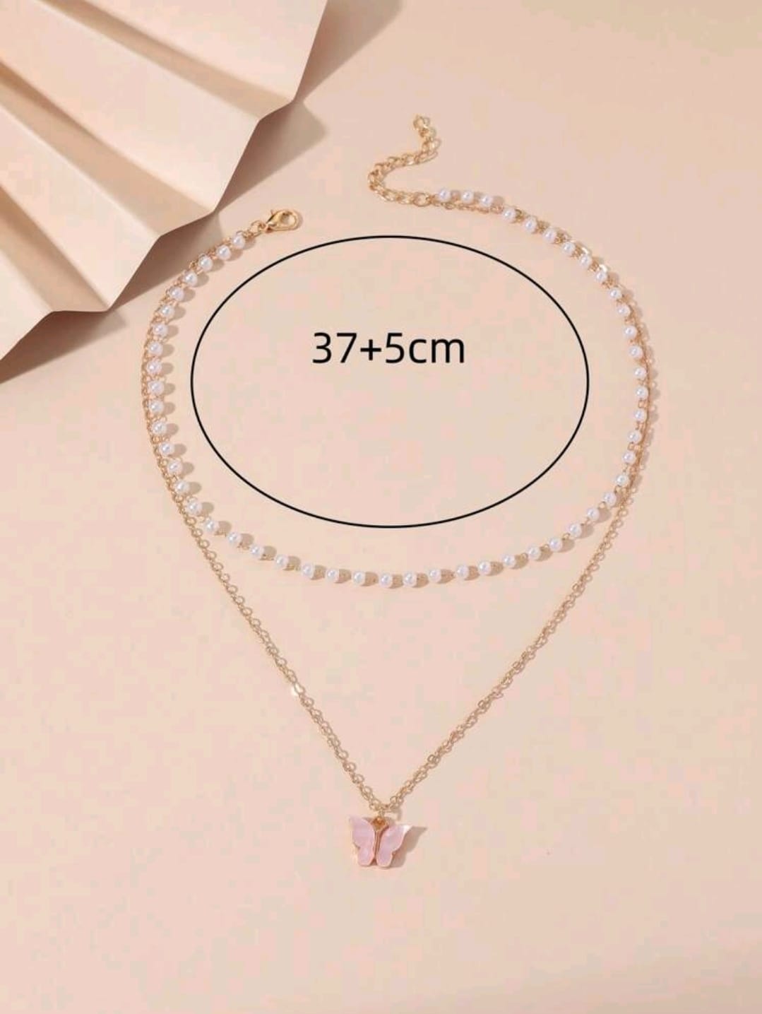 Layered pink butterfly necklace
