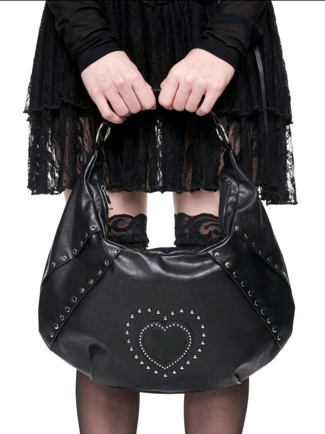 Heart detail black bag