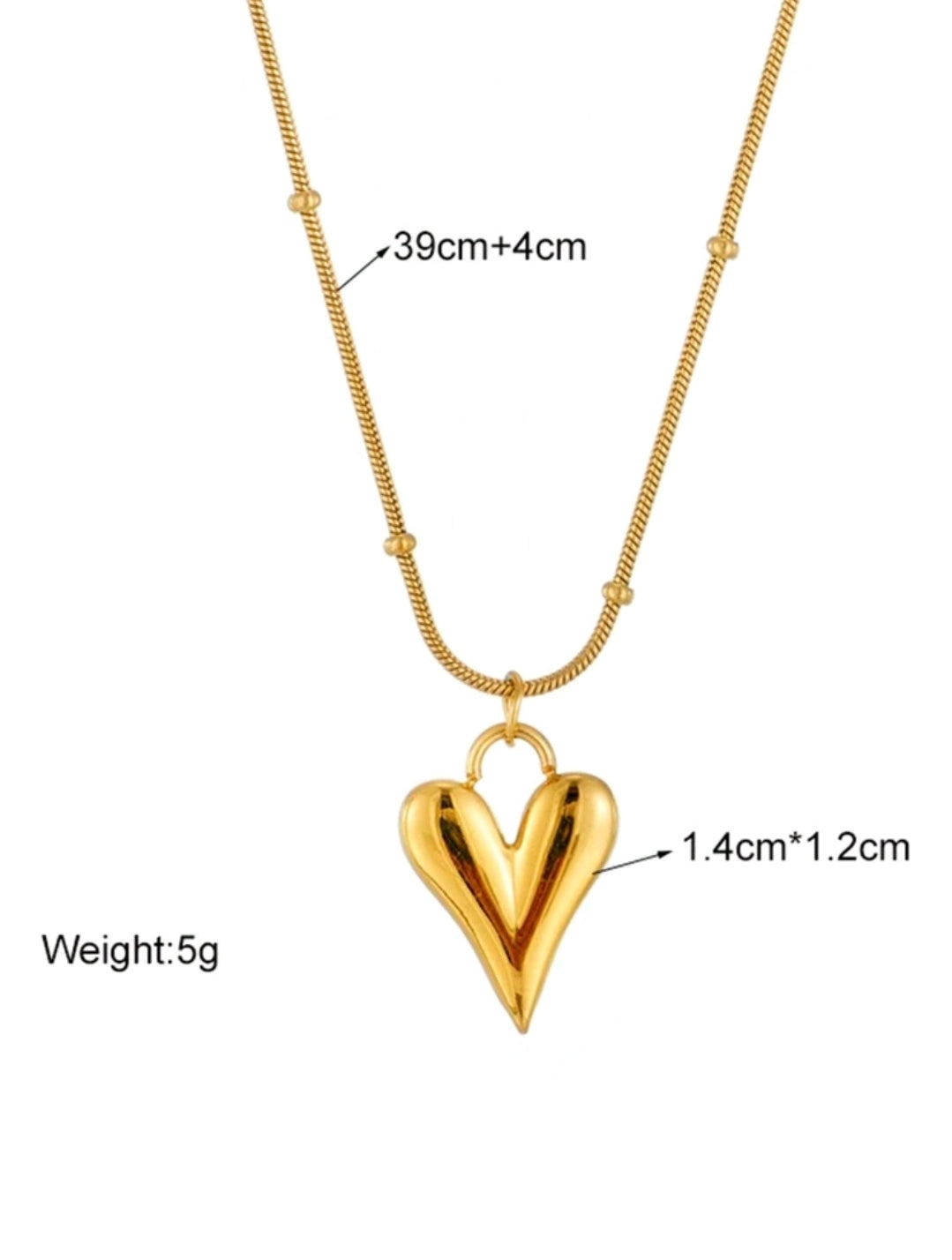 Golden heart pendant necklace