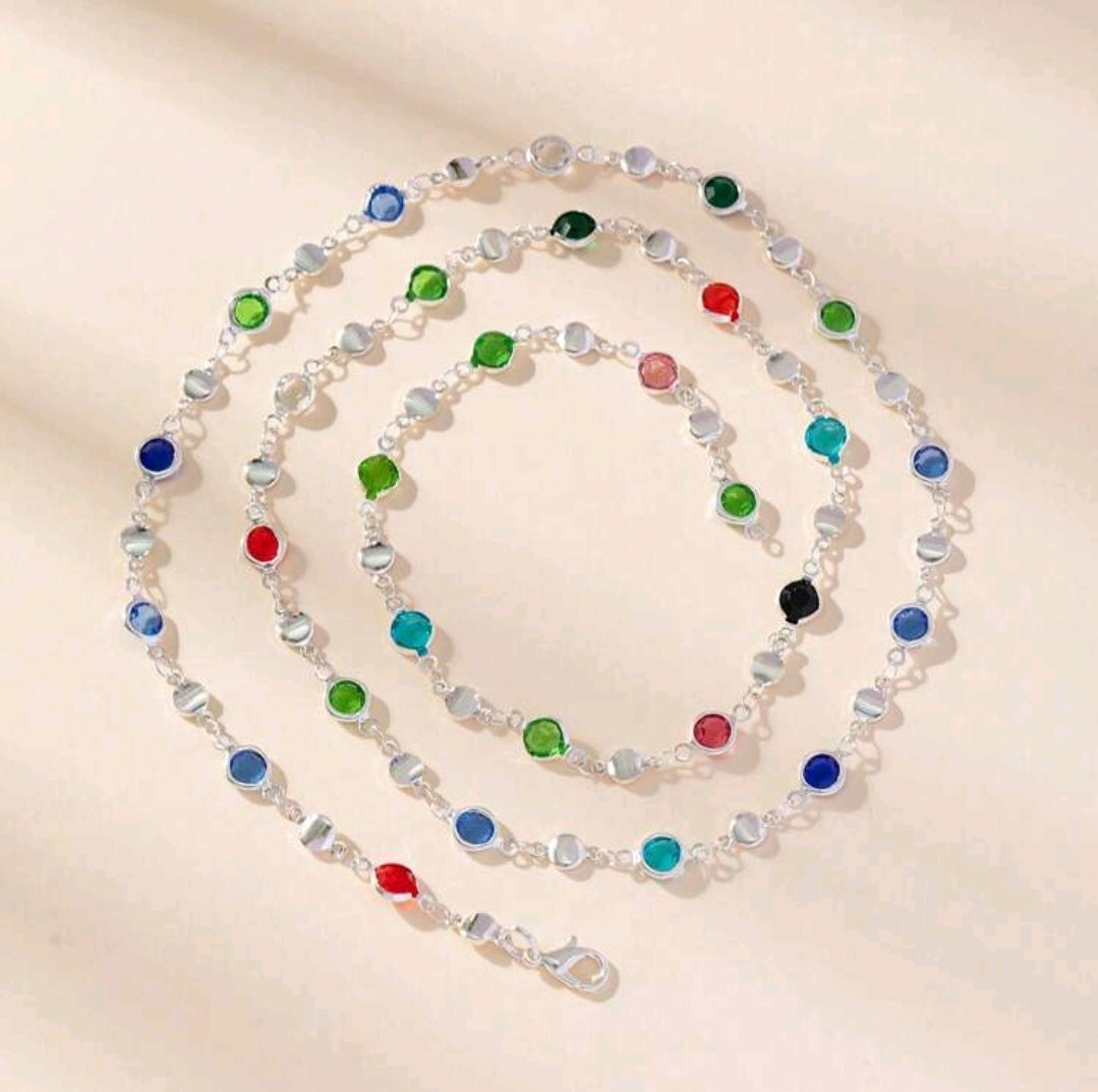 Silver multicolour long necklace