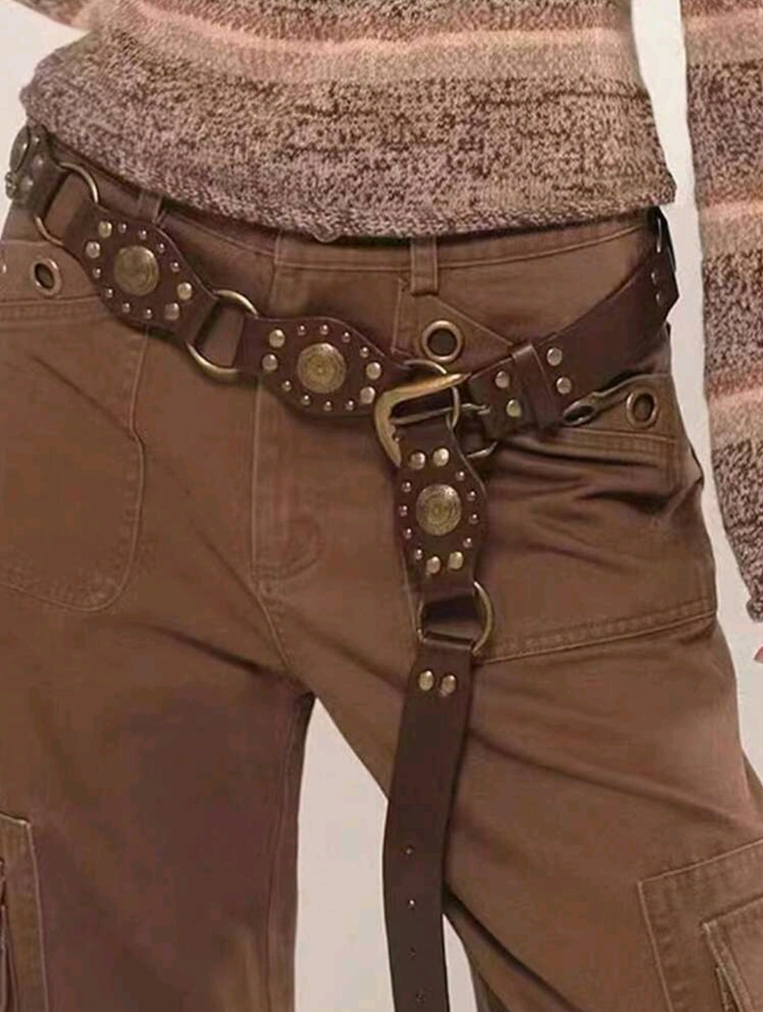 Brown metal detail belt