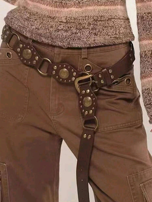 Brown metal detail belt