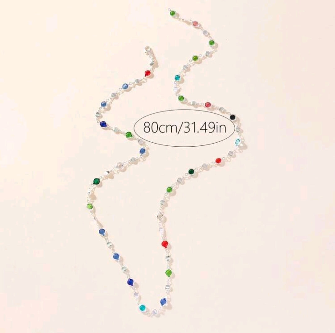 Silver multicolour long necklace