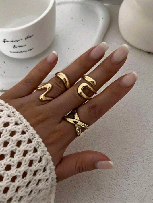 Minimalist ring set of 4 - adjustable